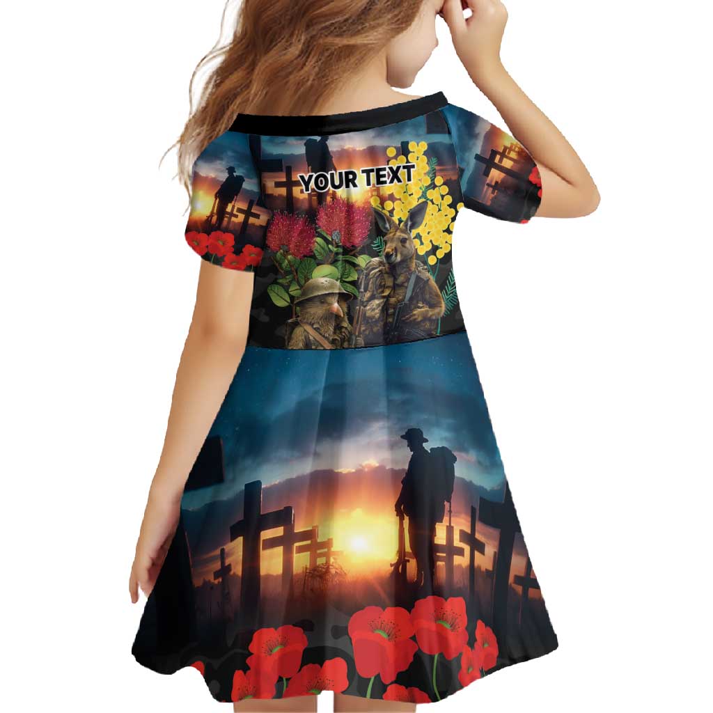 Kangaroo-Kiwi Soldier ANZAC Personalised Family Matching Summer Maxi Dress and Hawaiian Shirt Golden Wattle and Pohutukawa Flowers LT9 - Polynesian Pride
