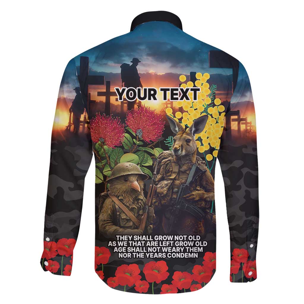 Kangaroo-Kiwi Soldier ANZAC Personalised Family Matching Summer Maxi Dress and Hawaiian Shirt Golden Wattle and Pohutukawa Flowers LT9 - Polynesian Pride