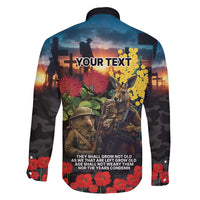 Kangaroo-Kiwi Soldier ANZAC Personalised Family Matching Summer Maxi Dress and Hawaiian Shirt Golden Wattle and Pohutukawa Flowers LT9 - Polynesian Pride