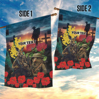 Kangaroo-Kiwi Soldier ANZAC Personalised Garden Flag Golden Wattle and Pohutukawa Flowers LT9 - Polynesian Pride