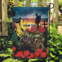 Kangaroo-Kiwi Soldier ANZAC Personalised Garden Flag Golden Wattle and Pohutukawa Flowers LT9 Garden Flag Black - Polynesian Pride