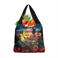 Kangaroo-Kiwi Soldier ANZAC Personalised Grocery Bag Golden Wattle and Pohutukawa Flowers LT9 1-pack One Size Black - Polynesian Pride