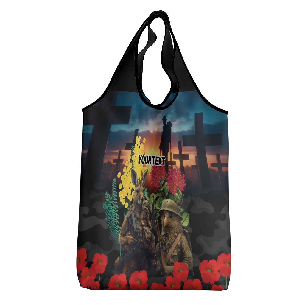 Kangaroo-Kiwi Soldier ANZAC Personalised Grocery Bag Golden Wattle and Pohutukawa Flowers LT9 - Polynesian Pride