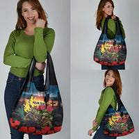 Kangaroo-Kiwi Soldier ANZAC Personalised Grocery Bag Golden Wattle and Pohutukawa Flowers LT9 - Polynesian Pride