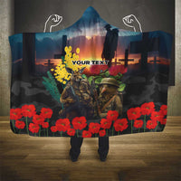 Kangaroo-Kiwi Soldier ANZAC Personalised Hooded Blanket Golden Wattle and Pohutukawa Flowers LT9 - Polynesian Pride