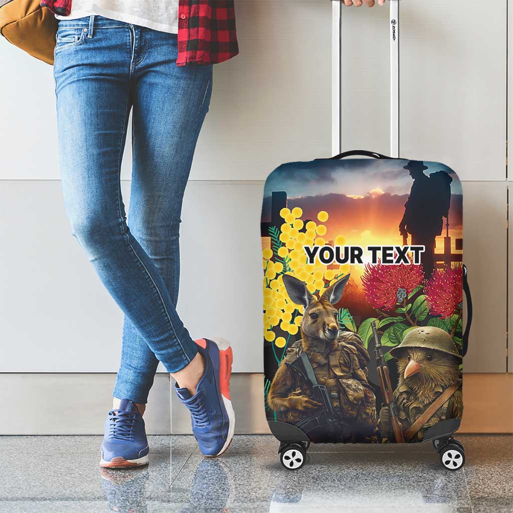 Kangaroo-Kiwi Soldier ANZAC Personalised Luggage Cover Golden Wattle and Pohutukawa Flowers LT9 - Polynesian Pride
