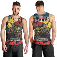 Kangaroo-Kiwi Soldier ANZAC Personalised Men Tank Top Golden Wattle and Pohutukawa Flowers LT9 - Polynesian Pride