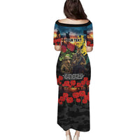 Kangaroo-Kiwi Soldier ANZAC Personalised Puletasi Golden Wattle and Pohutukawa Flowers LT9 - Polynesian Pride