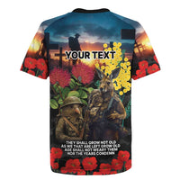 Kangaroo-Kiwi Soldier ANZAC Personalised Rugby Jersey Golden Wattle and Pohutukawa Flowers LT9 - Polynesian Pride