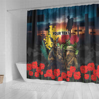 Kangaroo-Kiwi Soldier ANZAC Personalised Shower Curtain Golden Wattle and Pohutukawa Flowers LT9 - Polynesian Pride