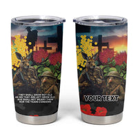 Kangaroo-Kiwi Soldier ANZAC Personalised Tumbler Cup Golden Wattle and Pohutukawa Flowers LT9 Black - Polynesian Pride