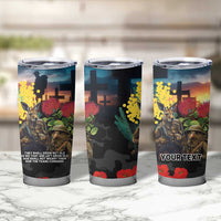 Kangaroo-Kiwi Soldier ANZAC Personalised Tumbler Cup Golden Wattle and Pohutukawa Flowers LT9 - Polynesian Pride