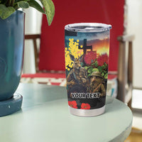 Kangaroo-Kiwi Soldier ANZAC Personalised Tumbler Cup Golden Wattle and Pohutukawa Flowers LT9 - Polynesian Pride