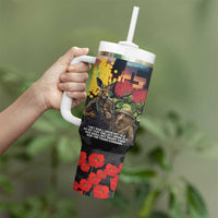 Kangaroo-Kiwi Soldier ANZAC Personalised Tumbler With Handle Golden Wattle and Pohutukawa Flowers LT9 - Polynesian Pride