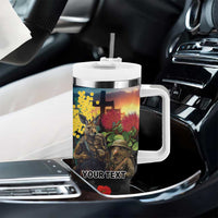 Kangaroo-Kiwi Soldier ANZAC Personalised Tumbler With Handle Golden Wattle and Pohutukawa Flowers LT9 - Polynesian Pride