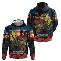 Kangaroo-Kiwi Soldier ANZAC Personalised Zip Hoodie Golden Wattle and Pohutukawa Flowers LT9 - Polynesian Pride