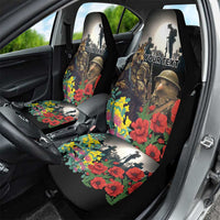 Kangaroo-Kiwi Soldier ANZAC Personalised Car Seat Cover Golden Wattle Poppy Flowers LT9 - Polynesian Pride