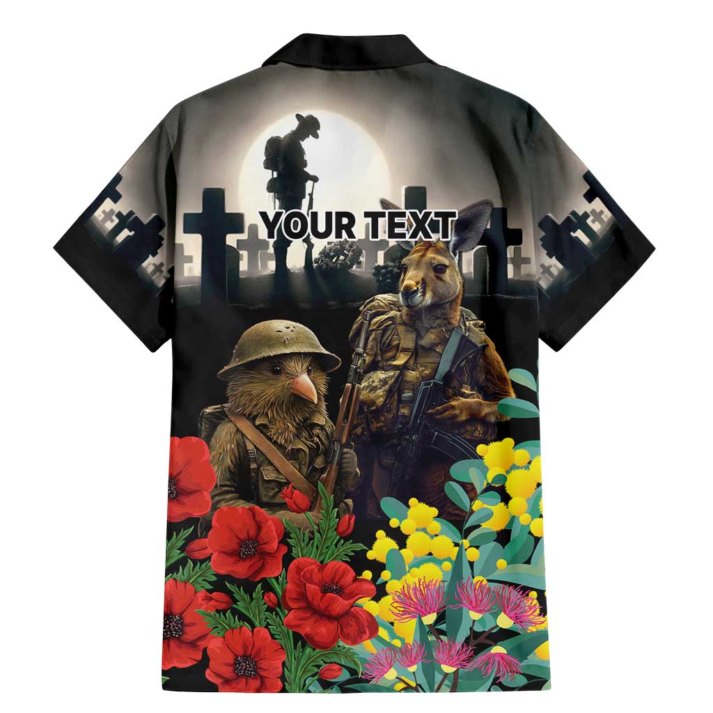 Kangaroo-Kiwi Soldier ANZAC Personalised Family Matching Mermaid Dress and Hawaiian Shirt Golden Wattle Poppy Flowers LT9 - Polynesian Pride