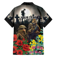 Kangaroo-Kiwi Soldier ANZAC Personalised Family Matching Off Shoulder Short Dress and Hawaiian Shirt Golden Wattle Poppy Flowers LT9 - Polynesian Pride