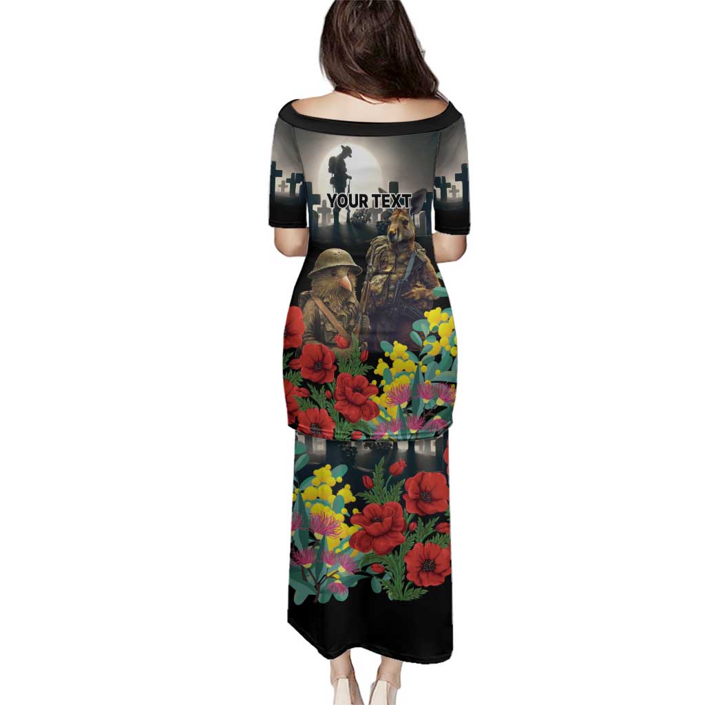 Kangaroo-Kiwi Soldier ANZAC Personalised Family Matching Puletasi and Hawaiian Shirt Golden Wattle Poppy Flowers LT9 - Polynesian Pride