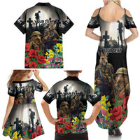 Kangaroo-Kiwi Soldier ANZAC Personalised Family Matching Summer Maxi Dress and Hawaiian Shirt Golden Wattle Poppy Flowers LT9 - Polynesian Pride