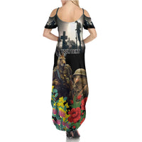 Kangaroo-Kiwi Soldier ANZAC Personalised Family Matching Summer Maxi Dress and Hawaiian Shirt Golden Wattle Poppy Flowers LT9 - Polynesian Pride