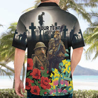 Kangaroo-Kiwi Soldier ANZAC Personalised Hawaiian Shirt Golden Wattle Poppy Flowers LT9 - Polynesian Pride