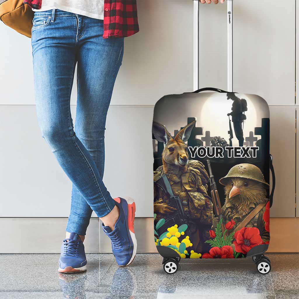 Kangaroo-Kiwi Soldier ANZAC Personalised Luggage Cover Golden Wattle Poppy Flowers LT9 - Polynesian Pride