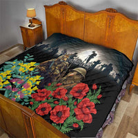 Kangaroo-Kiwi Soldier ANZAC Personalised Quilt Golden Wattle Poppy Flowers LT9 - Polynesian Pride
