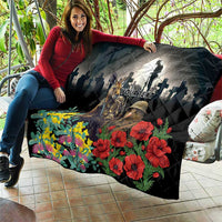 Kangaroo-Kiwi Soldier ANZAC Personalised Quilt Golden Wattle Poppy Flowers LT9 - Polynesian Pride