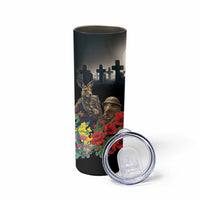 Kangaroo-Kiwi Soldier ANZAC Personalised Skinny Tumbler Golden Wattle Poppy Flowers LT9 - Polynesian Pride