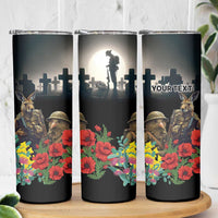 Kangaroo-Kiwi Soldier ANZAC Personalised Skinny Tumbler Golden Wattle Poppy Flowers LT9 - Polynesian Pride