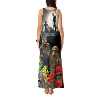 Kangaroo-Kiwi Soldier ANZAC Personalised Tank Maxi Dress Golden Wattle Poppy Flowers LT9 - Polynesian Pride