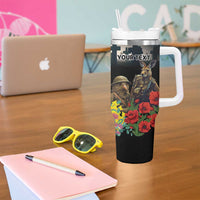 Kangaroo-Kiwi Soldier ANZAC Personalised Tumbler With Handle Golden Wattle Poppy Flowers LT9 - Polynesian Pride