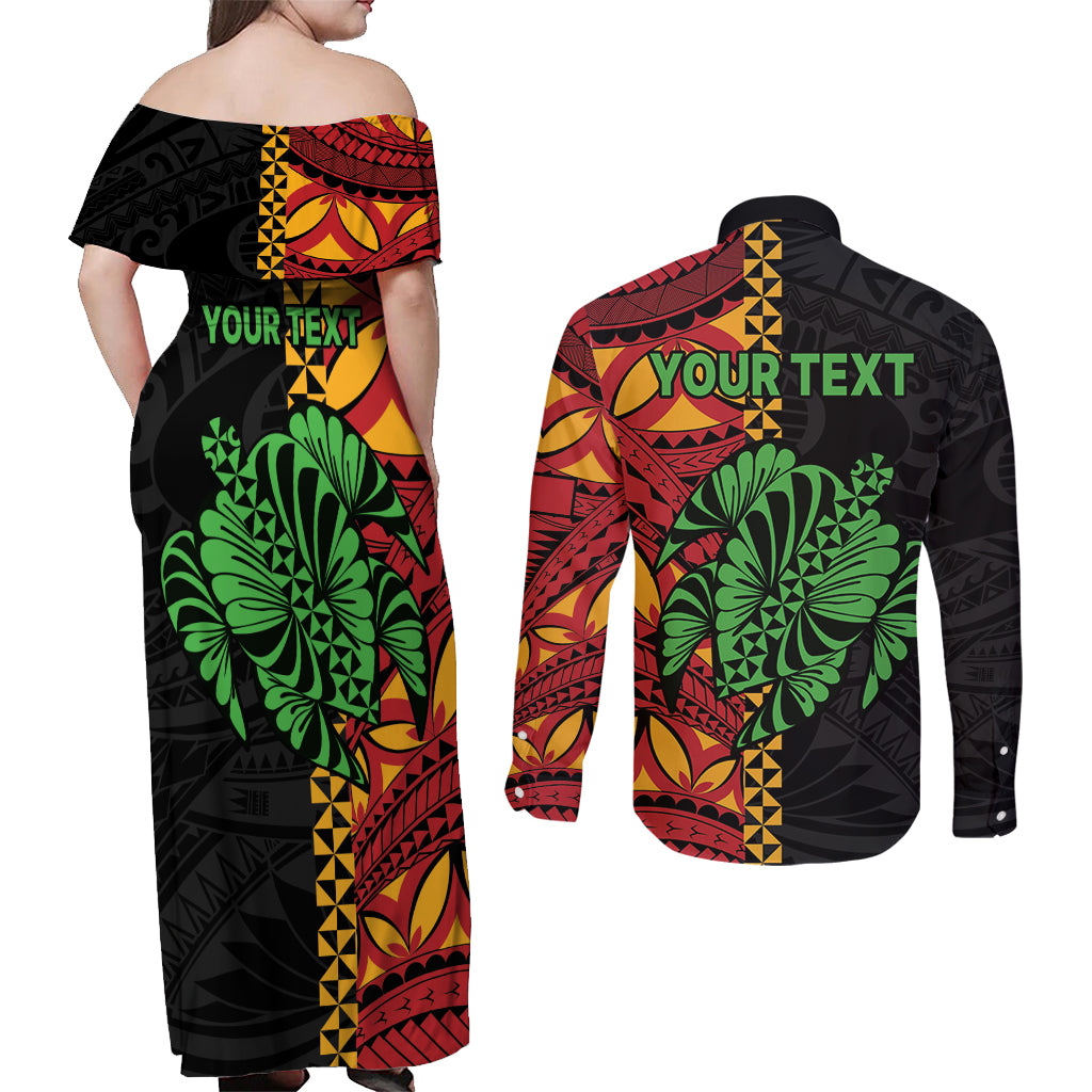 Personalised Tonga Emancipation Day Couples Matching Off Shoulder Maxi Dress and Long Sleeve Button Shirt Puleanga Fakatui O Since 1970 LT9 - Polynesian Pride