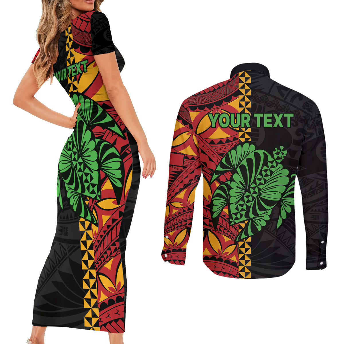 Personalised Tonga Emancipation Day Couples Matching Short Sleeve Bodycon Dress and Long Sleeve Button Shirt Puleanga Fakatui O Since 1970 LT9 - Polynesian Pride