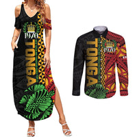 Personalised Tonga Emancipation Day Couples Matching Summer Maxi Dress and Long Sleeve Button Shirt Puleanga Fakatui O Since 1970 LT9 Red - Polynesian Pride