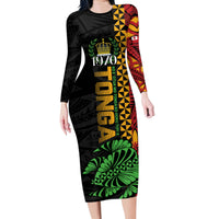 Personalised Tonga Emancipation Day Family Matching Long Sleeve Bodycon Dress and Hawaiian Shirt Puleanga Fakatui O Since 1970 LT9 Mom's Dress Red - Polynesian Pride