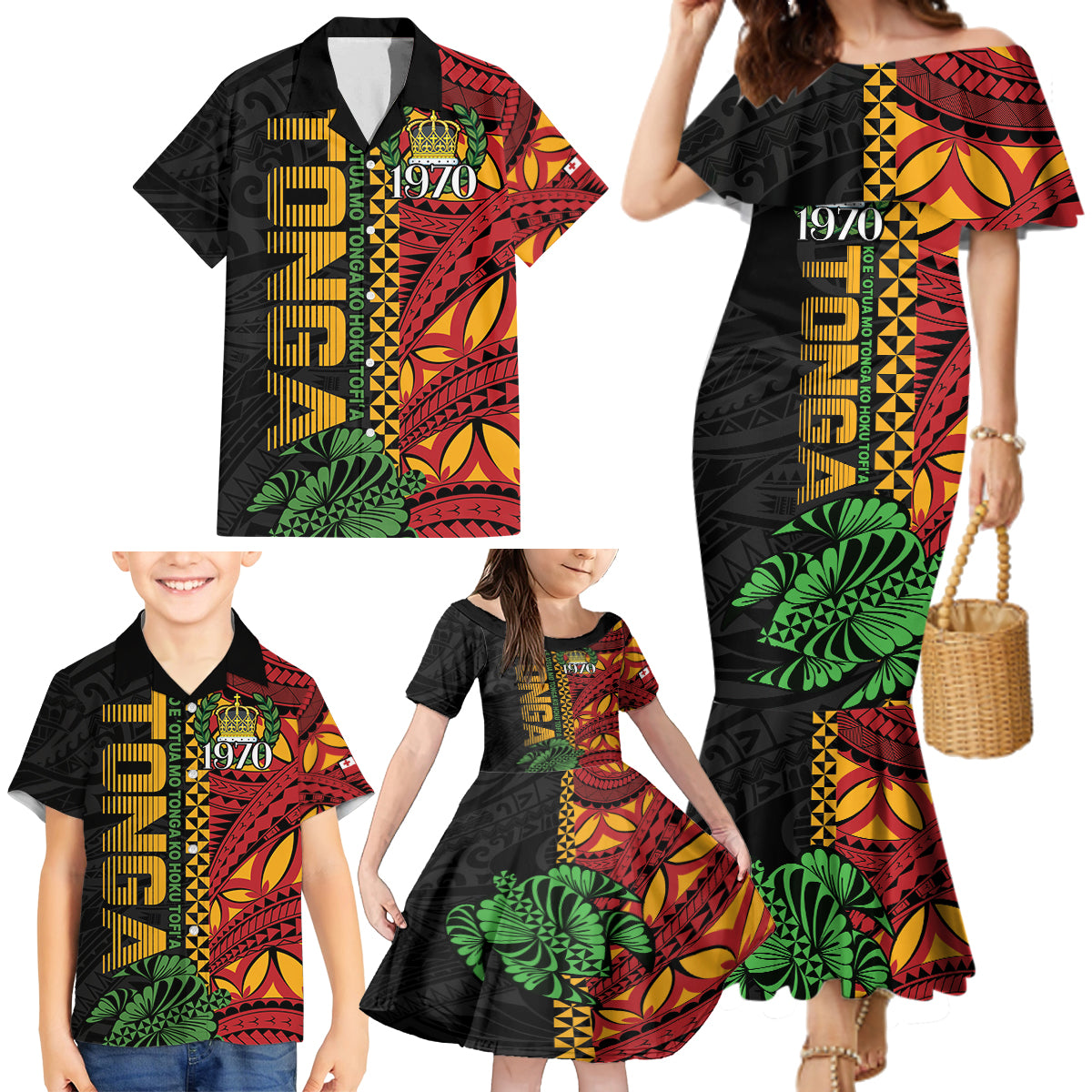 Personalised Tonga Emancipation Day Family Matching Mermaid Dress and Hawaiian Shirt Puleanga Fakatui O Since 1970 LT9 - Polynesian Pride