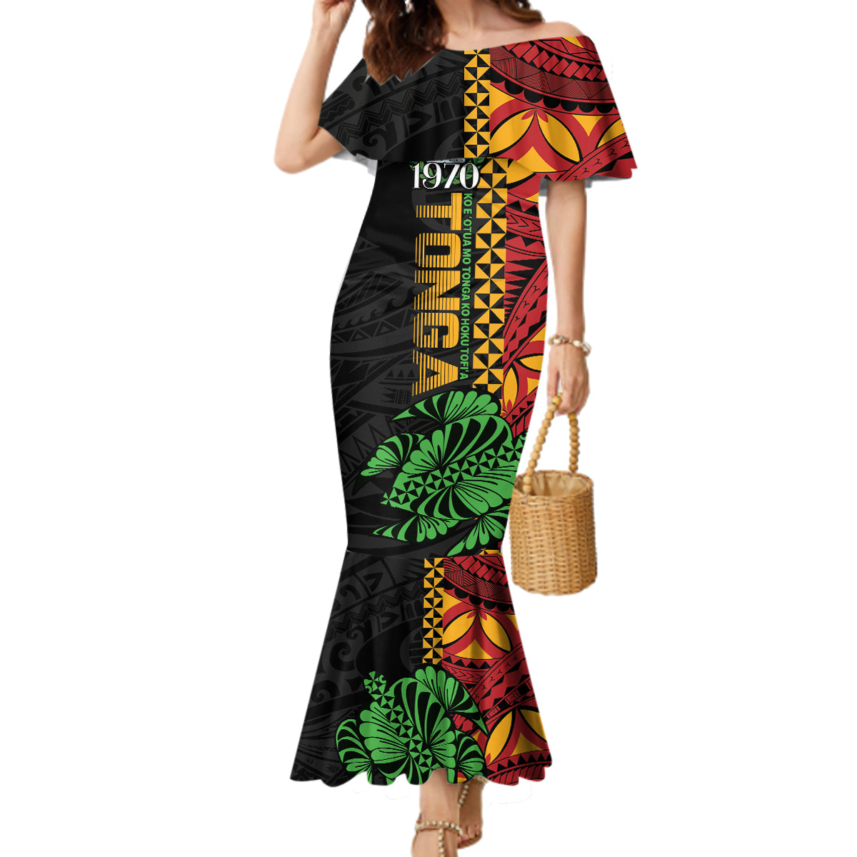 Personalised Tonga Emancipation Day Family Matching Mermaid Dress and Hawaiian Shirt Puleanga Fakatui O Since 1970 LT9 Mom's Dress Red - Polynesian Pride