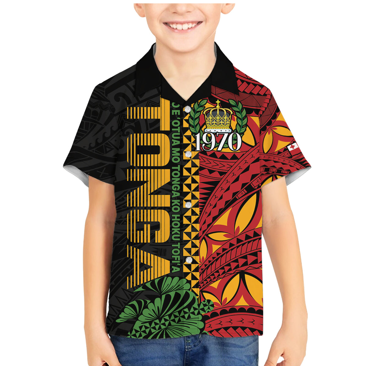 Personalised Tonga Emancipation Day Family Matching Mermaid Dress and Hawaiian Shirt Puleanga Fakatui O Since 1970 LT9 Son's Shirt Red - Polynesian Pride