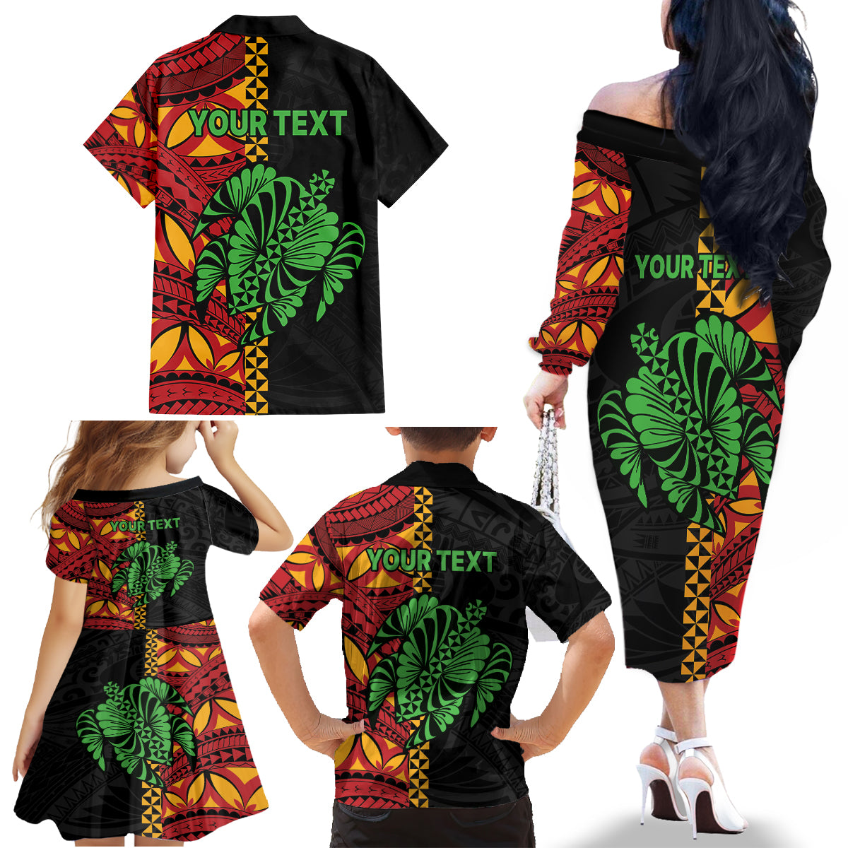 Personalised Tonga Emancipation Day Family Matching Off The Shoulder Long Sleeve Dress and Hawaiian Shirt Puleanga Fakatui O Since 1970 LT9 - Polynesian Pride