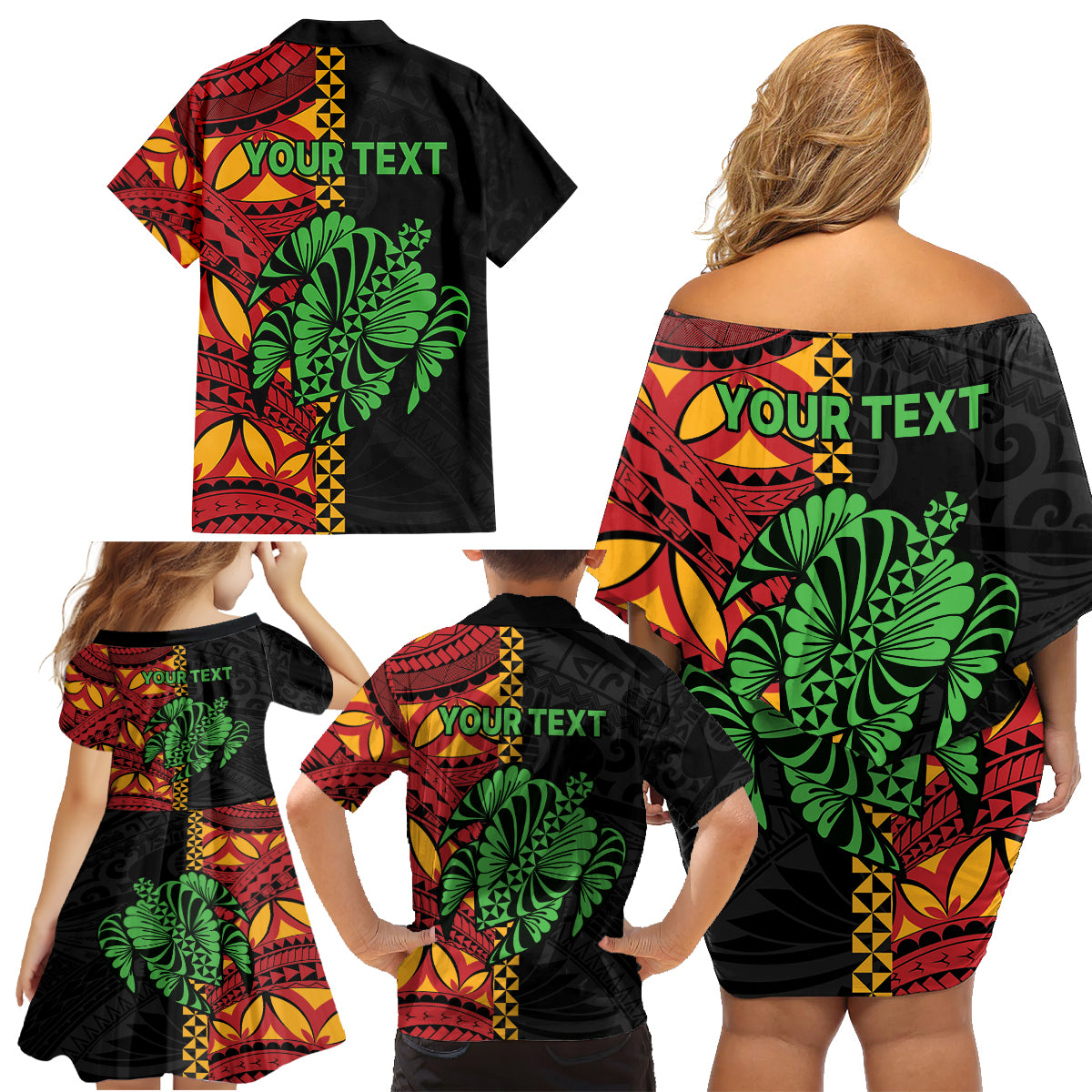 Personalised Tonga Emancipation Day Family Matching Off Shoulder Short Dress and Hawaiian Shirt Puleanga Fakatui O Since 1970 LT9 - Polynesian Pride