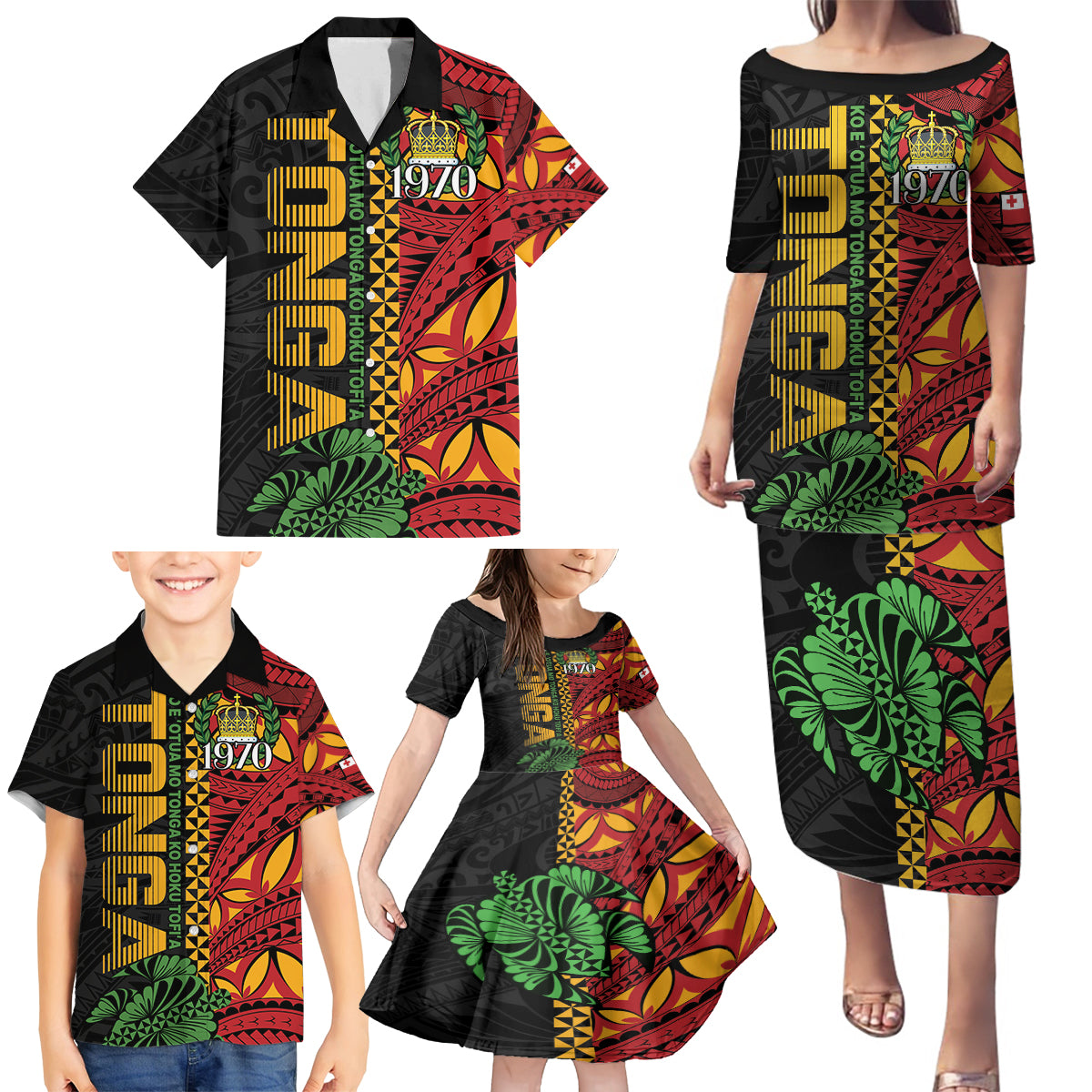 Personalised Tonga Emancipation Day Family Matching Puletasi and Hawaiian Shirt Puleanga Fakatui O Since 1970 LT9 - Polynesian Pride