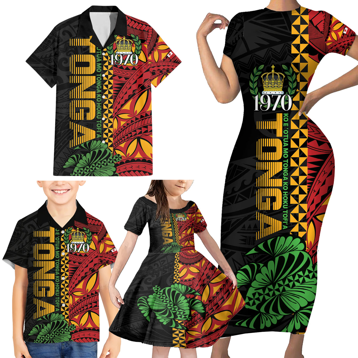 Personalised Tonga Emancipation Day Family Matching Short Sleeve Bodycon Dress and Hawaiian Shirt Puleanga Fakatui O Since 1970 LT9 - Polynesian Pride