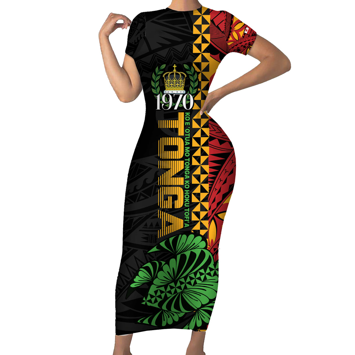 Personalised Tonga Emancipation Day Family Matching Short Sleeve Bodycon Dress and Hawaiian Shirt Puleanga Fakatui O Since 1970 LT9 Mom's Dress Red - Polynesian Pride