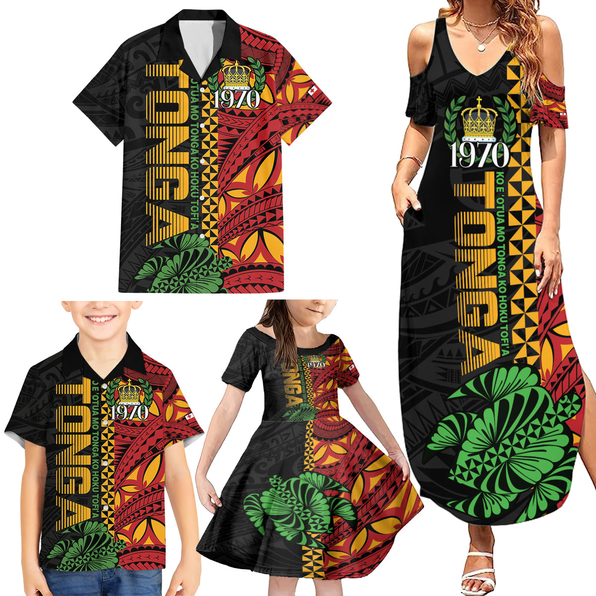 Personalised Tonga Emancipation Day Family Matching Summer Maxi Dress and Hawaiian Shirt Puleanga Fakatui O Since 1970 LT9 - Polynesian Pride