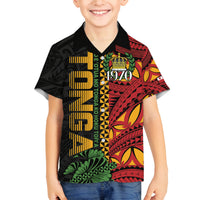 Personalised Tonga Emancipation Day Family Matching Summer Maxi Dress and Hawaiian Shirt Puleanga Fakatui O Since 1970 LT9 Son's Shirt Red - Polynesian Pride