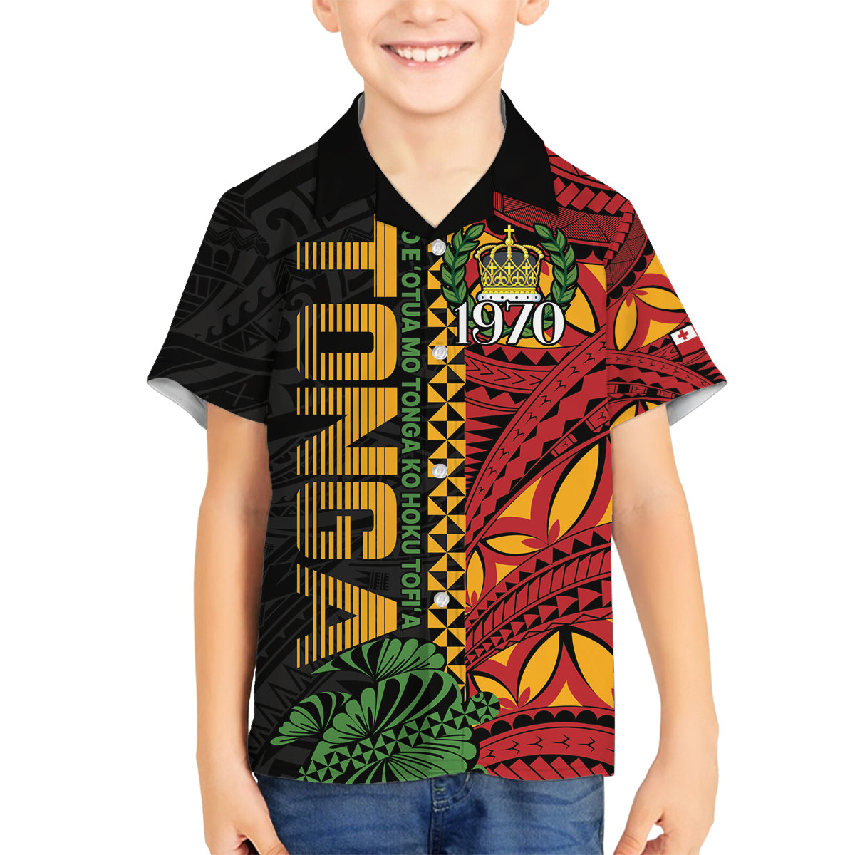 Personalised Tonga Emancipation Day Family Matching Tank Maxi Dress and Hawaiian Shirt Puleanga Fakatui O Since 1970 LT9 Son's Shirt Red - Polynesian Pride