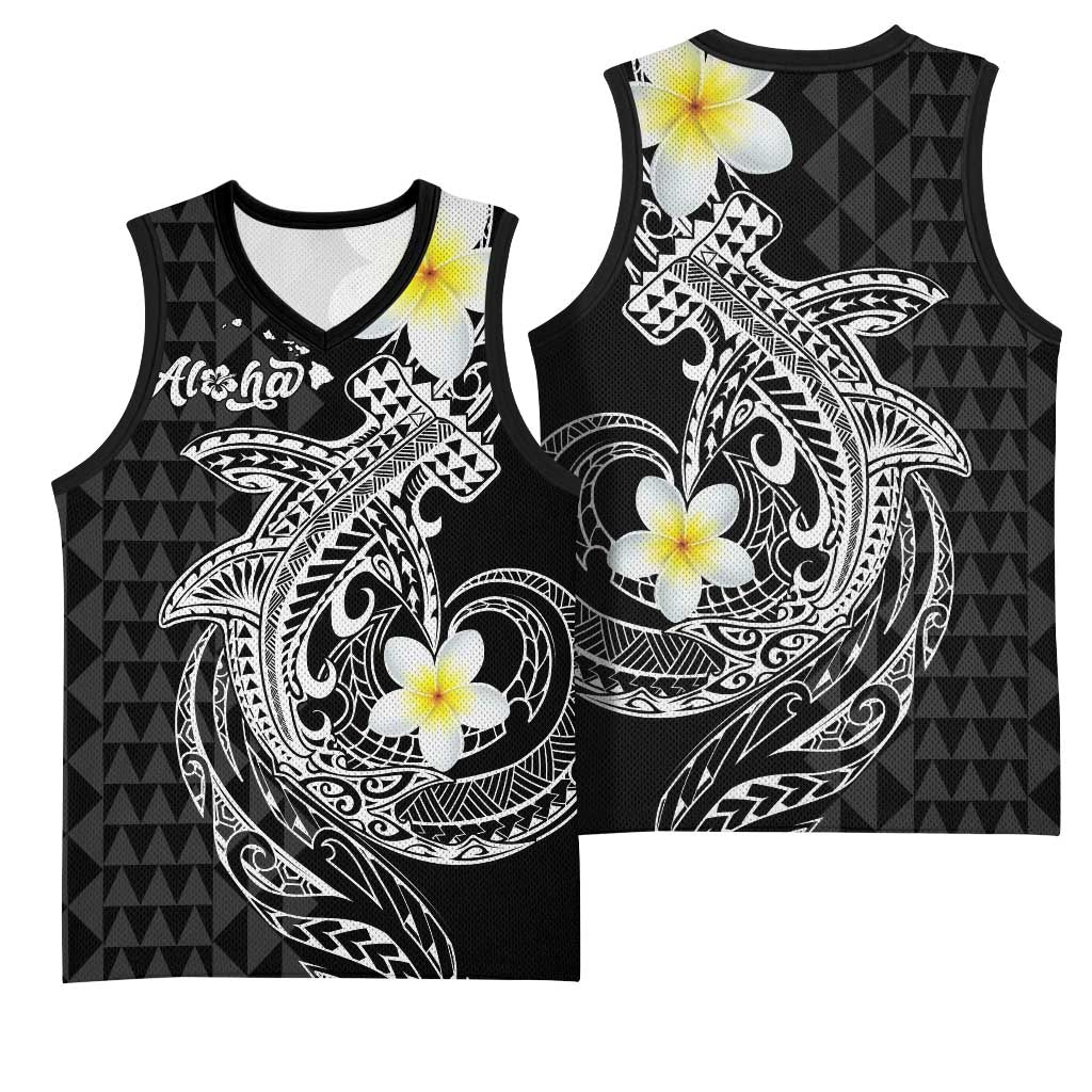 Aloha Hammerhead Shark Basketball Jersey Black Hawaiian Kakau Tribal Tattoo LT9 - Polynesian Pride